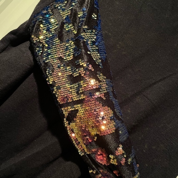 𝅺gorgeous multicolor sequin arm black sweater Designer inspired. XXL holiday - Picture 4 of 7